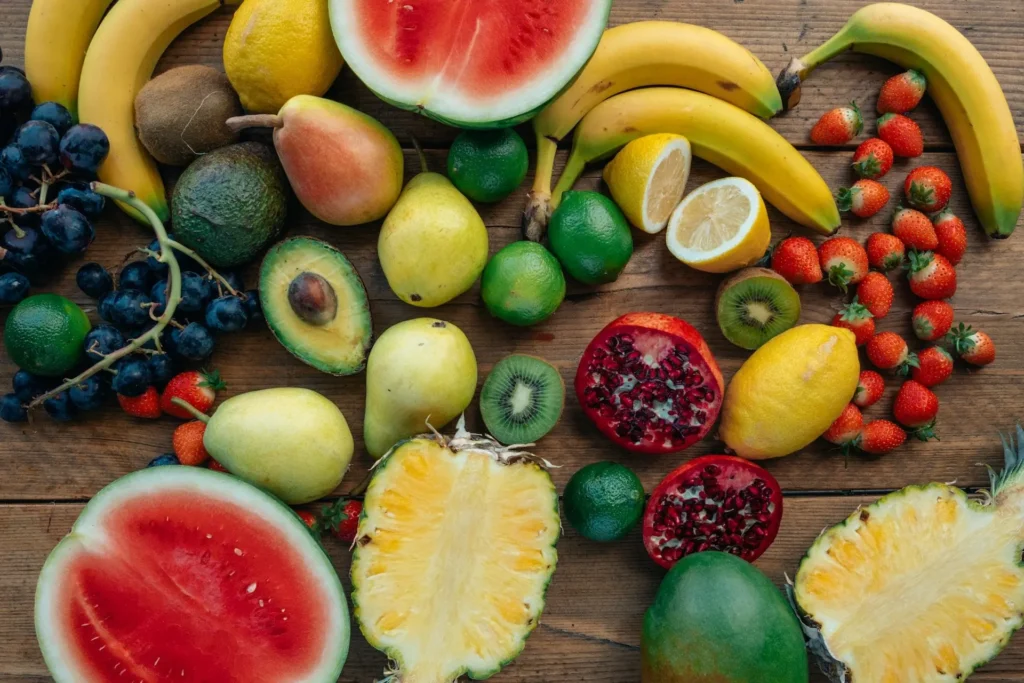 Assorted Fruits on Wooden Surface