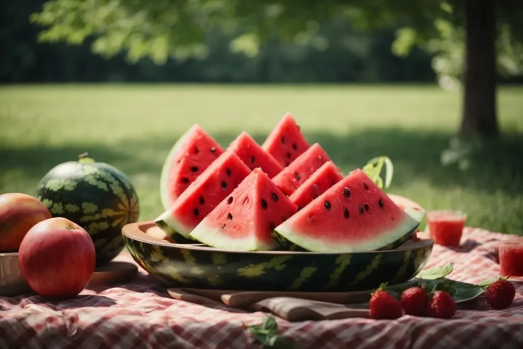 PhotoReal Watermelon in a picnic setting hyperrealistic 1 min Watermelon Images